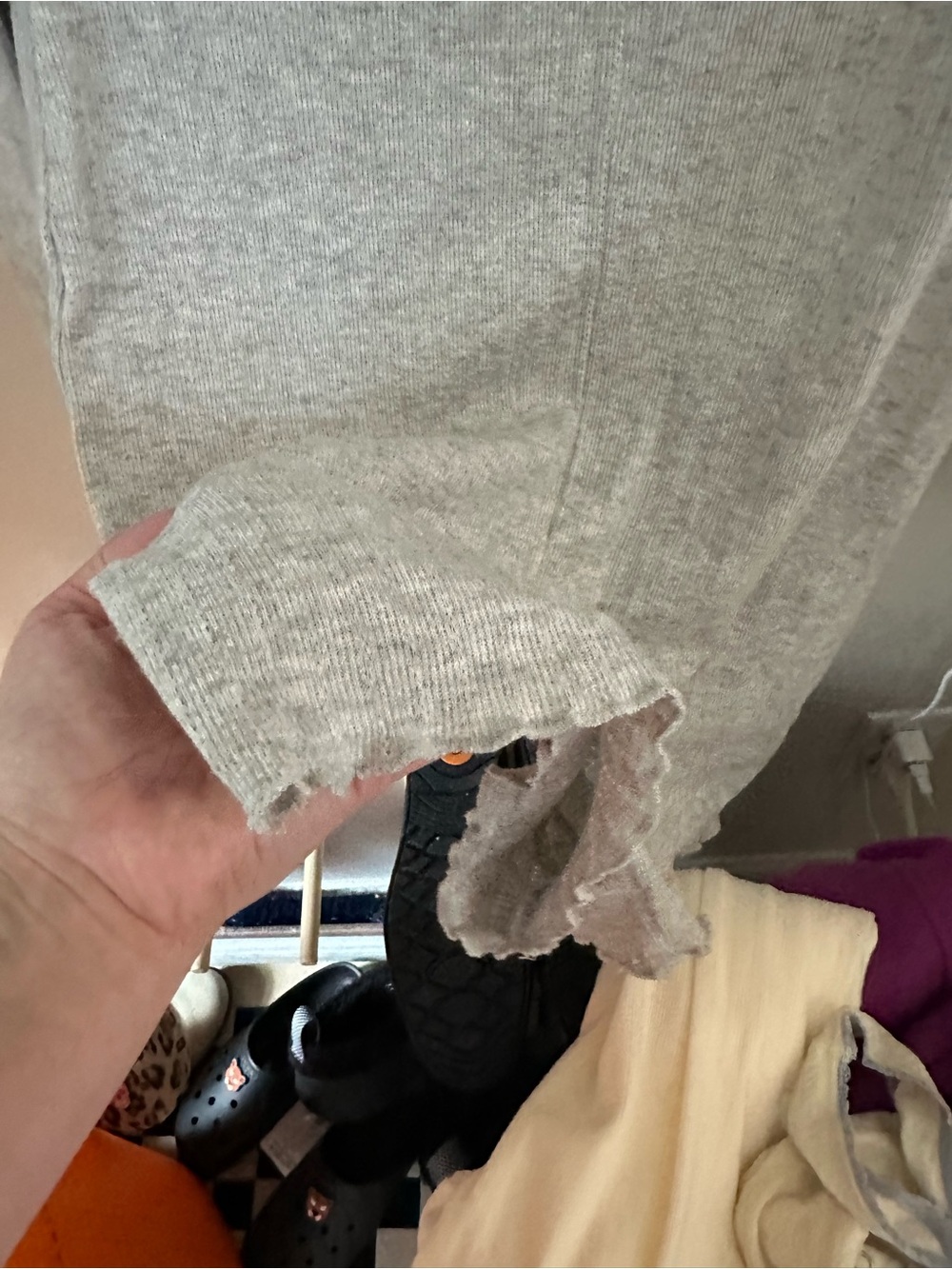 American Eagle Heather Gray Pointelle Henley Romper-Medium - Picture 5 of 6